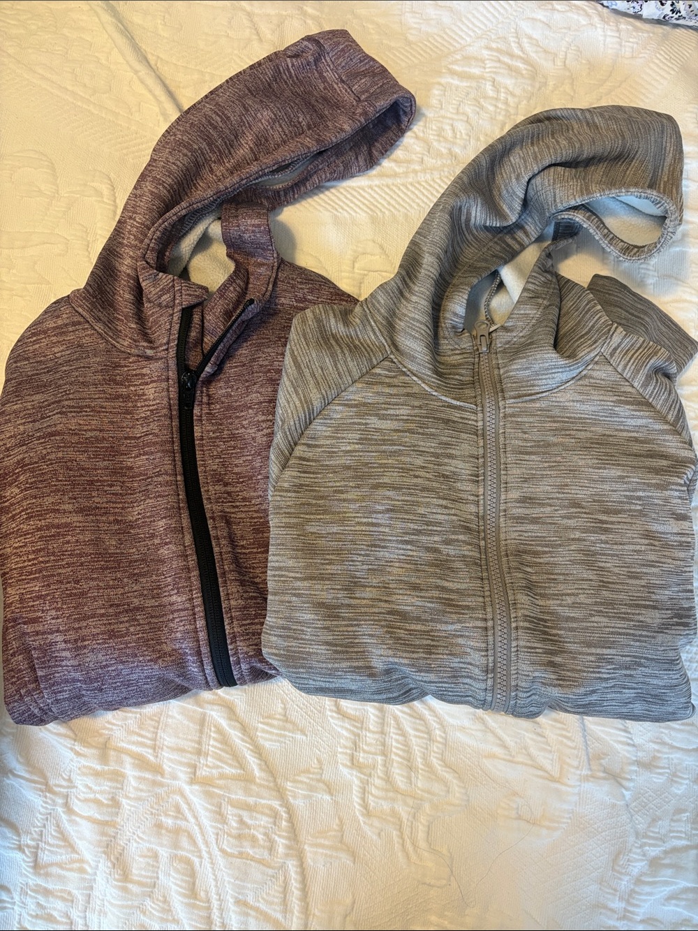 Zella Kids Dual Hoodie Jackets in Heather Burgundy and Heather Gray